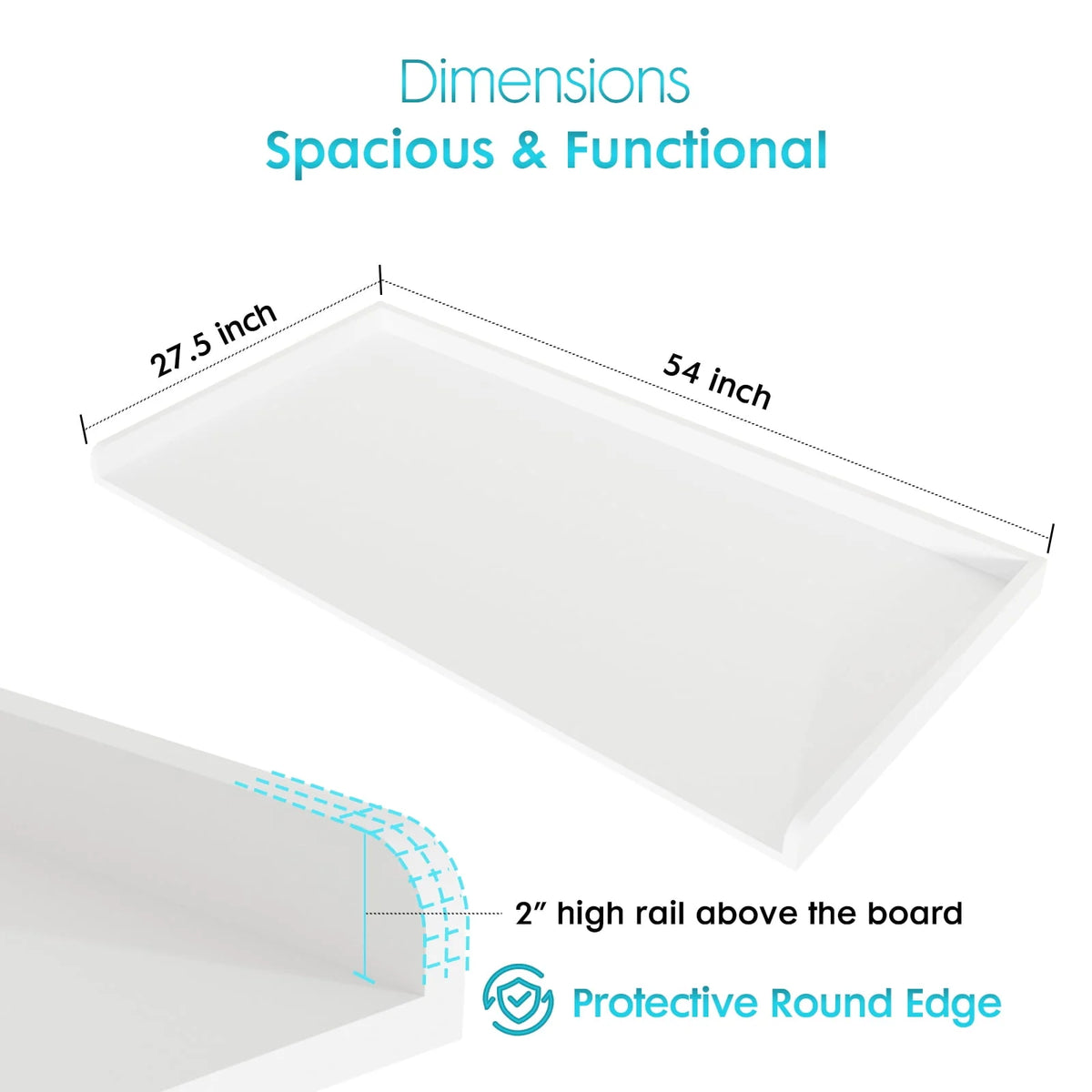 Washer Dryer Countertop with Edge Rails, 27.5 x 54 C450