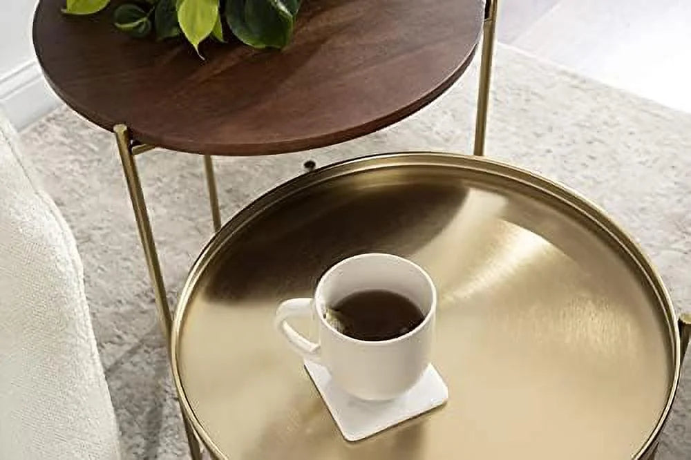 Black Nested Round Metal End Tables N8289