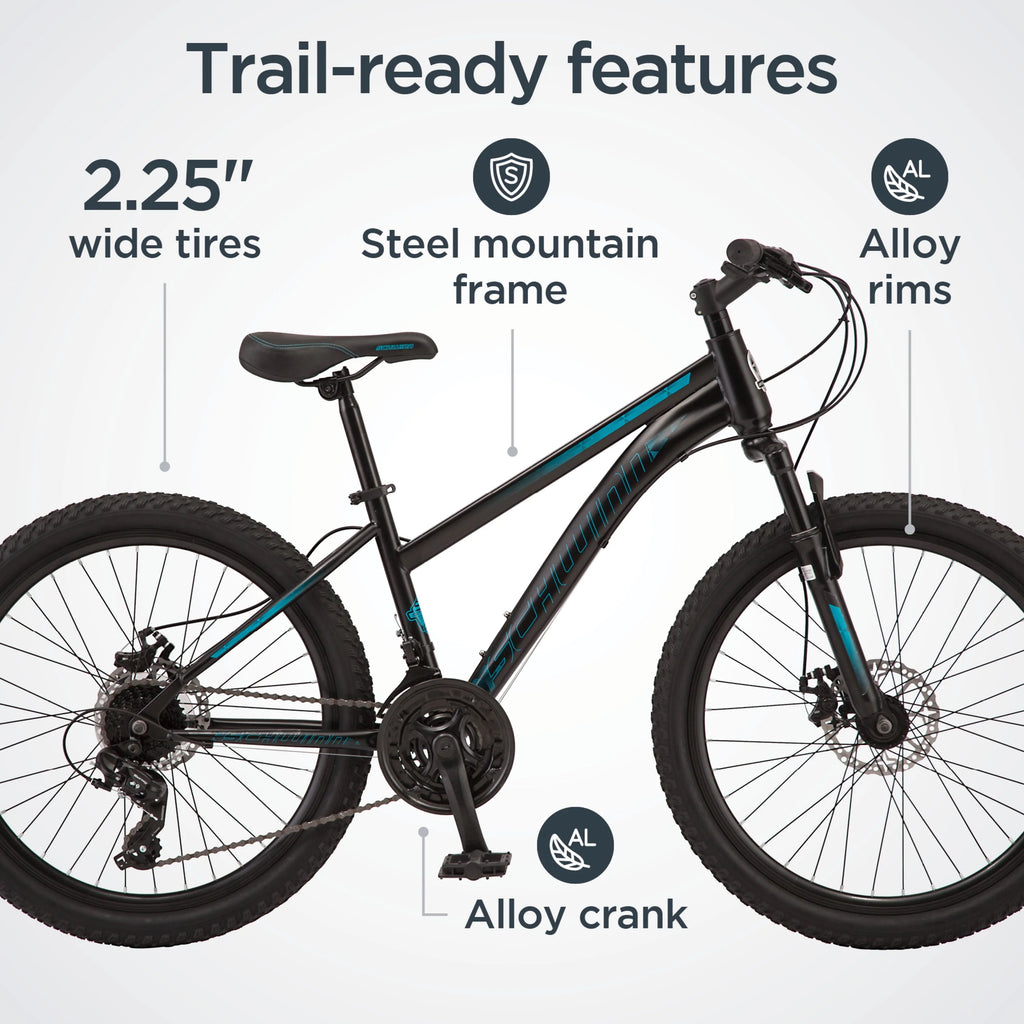24-inch 21 Speeds Black Teal Mountain Bike G982