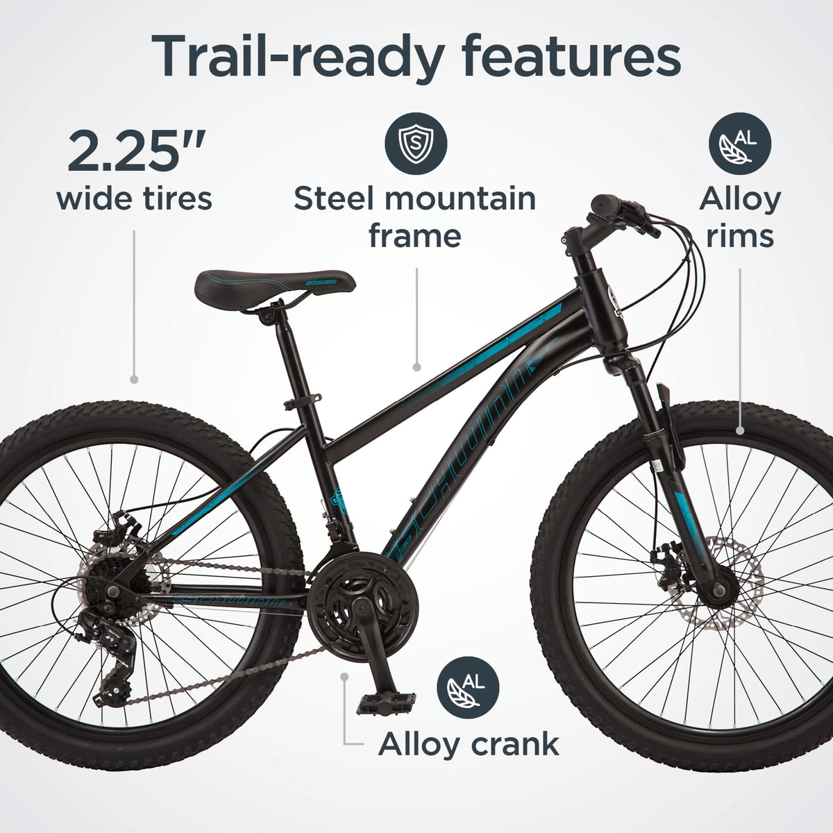 24-inch 21 Speeds Black Teal Mountain Bike G982