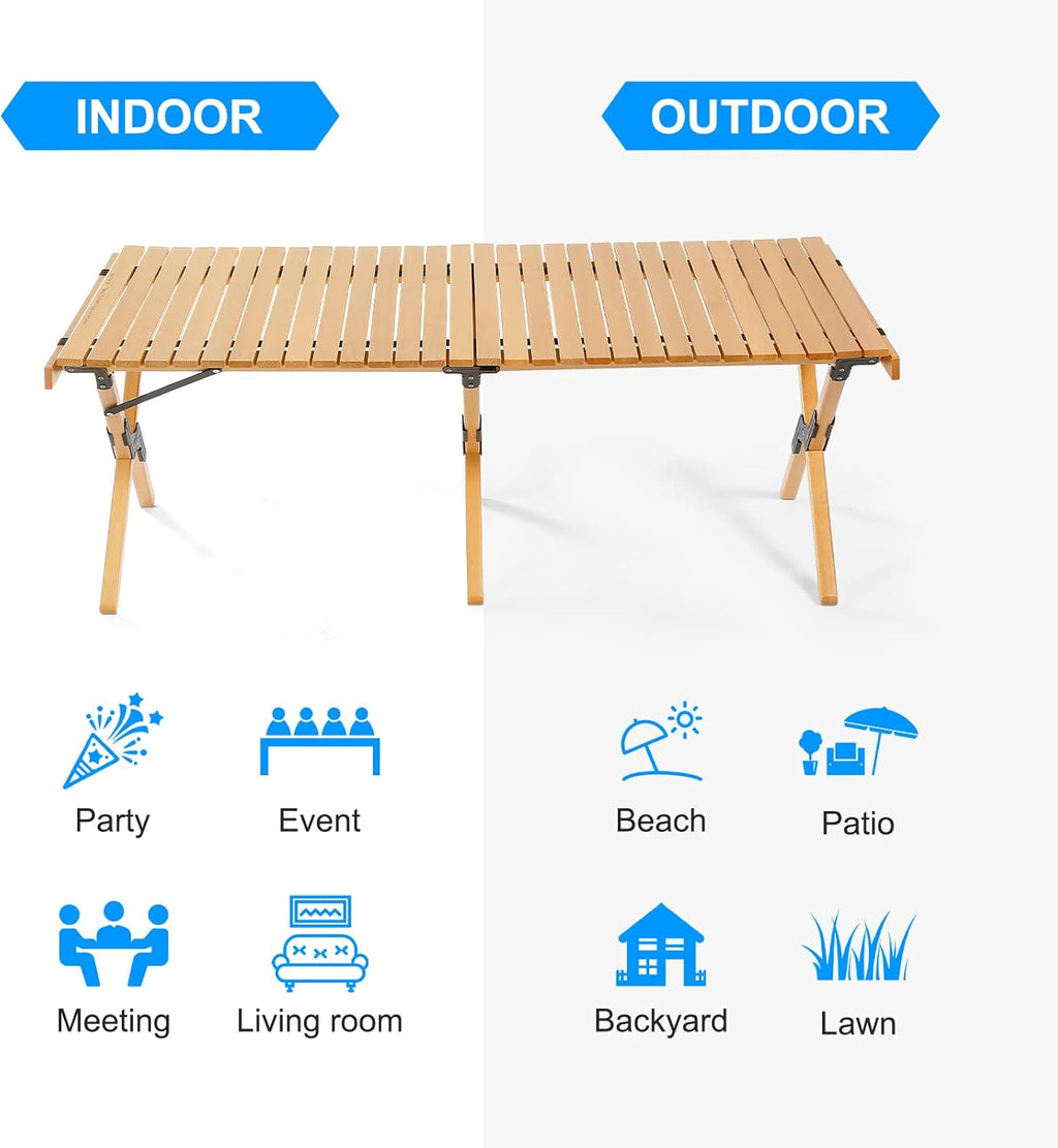 4ft Foldable Wooden Picnic Table with Carry Bag U340063