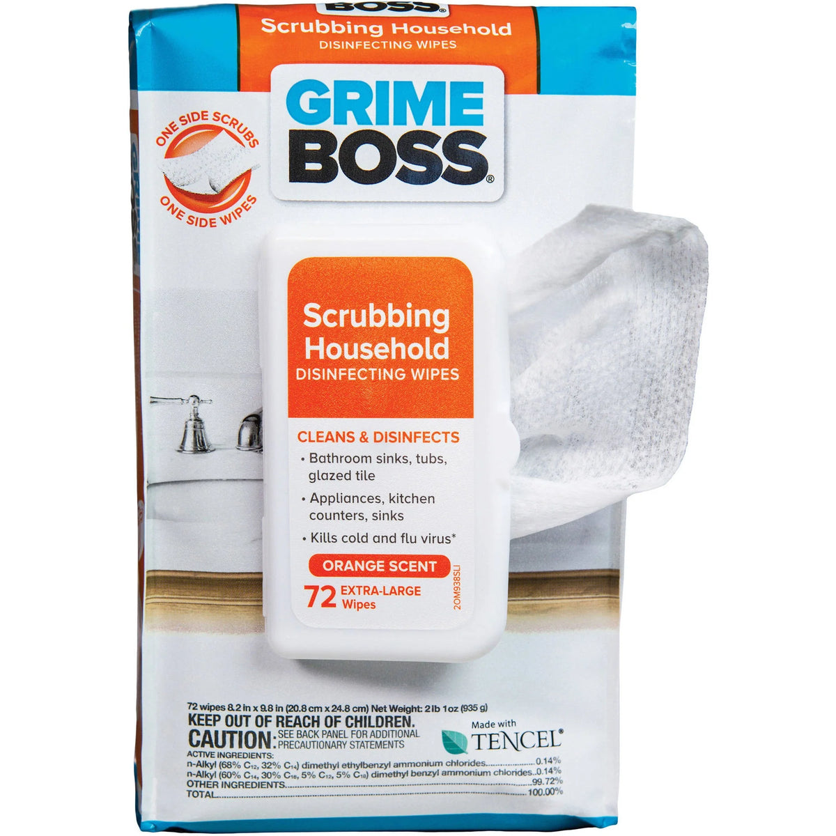 Fiber Blend Scrubbing Household Disinfecting Wipes 72 pk A10436