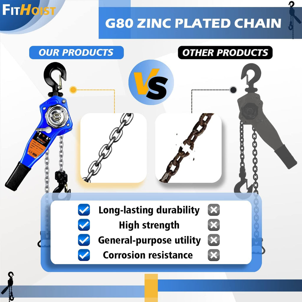 1650LBS 5FT Manual Lever Chain Hoist with 2 Hooks R16068