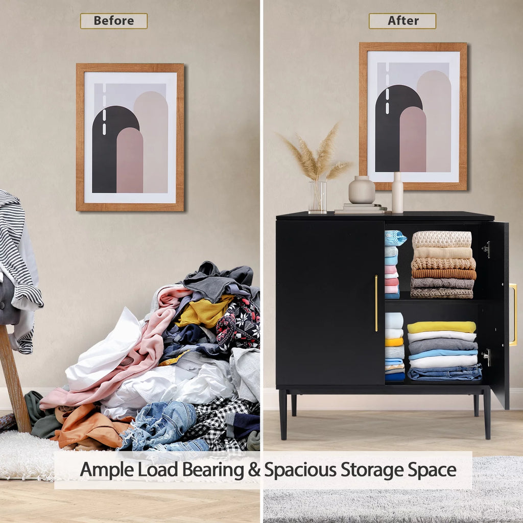 Set of 2 Black Storage Cabinet G50549