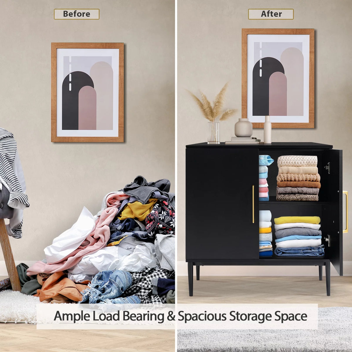 Set of 2 Black Storage Cabinet G50549