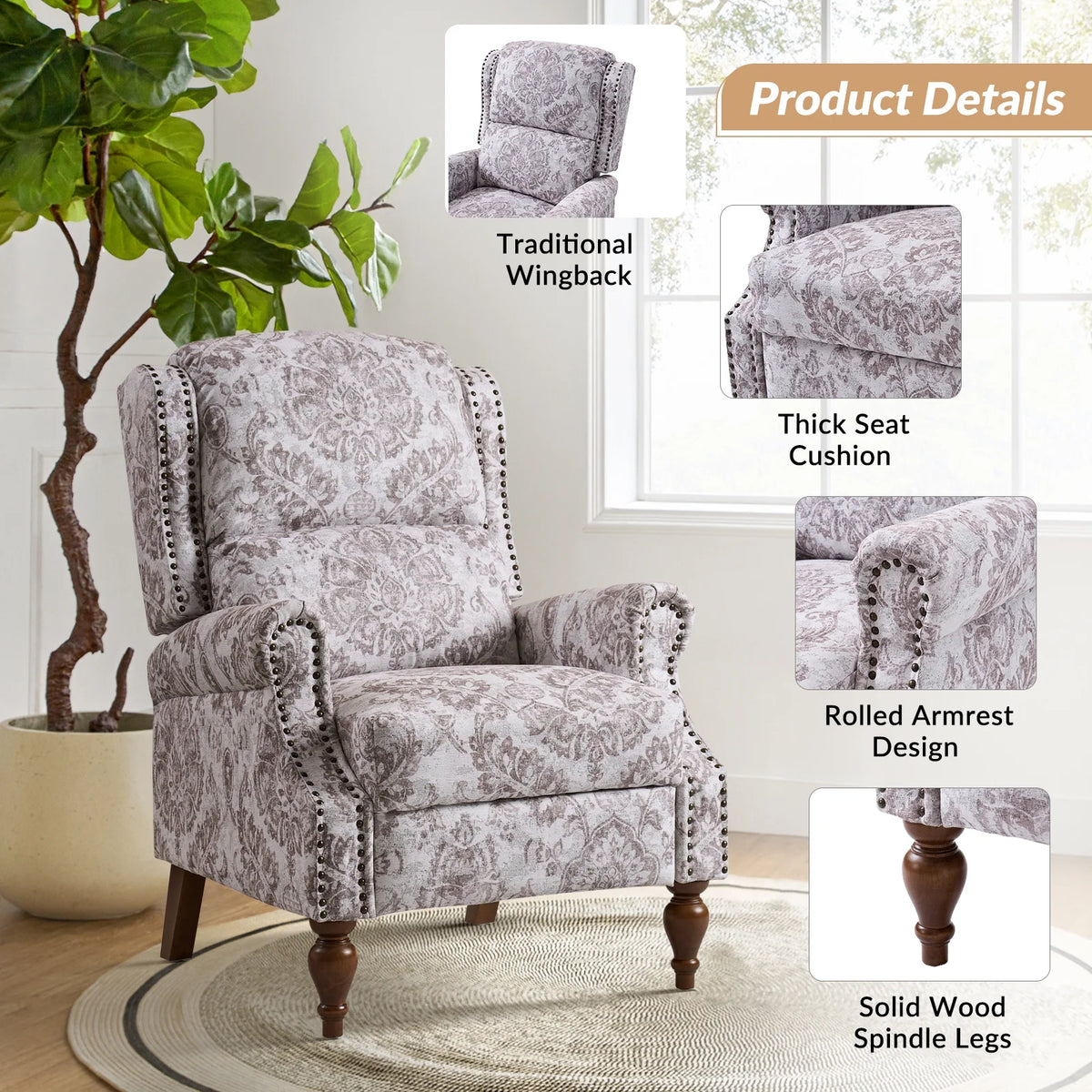Set of 2 Upholstered Recliner Chairs J4429