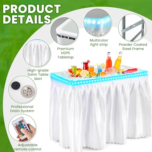 4 ft LED Folding Cooler Table with Skirt V284
