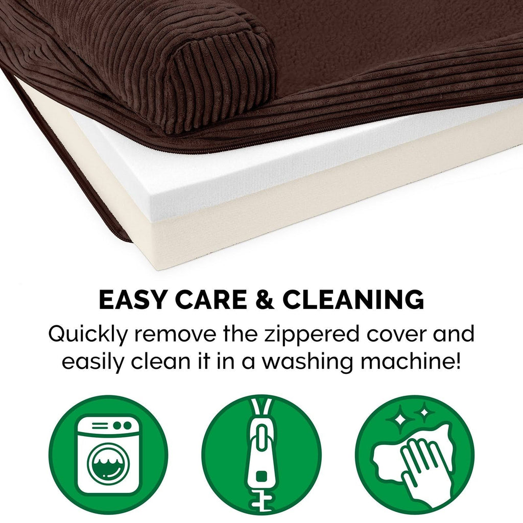 Memory Foam Corduroy Chaise Lounge Pet Bed H902366