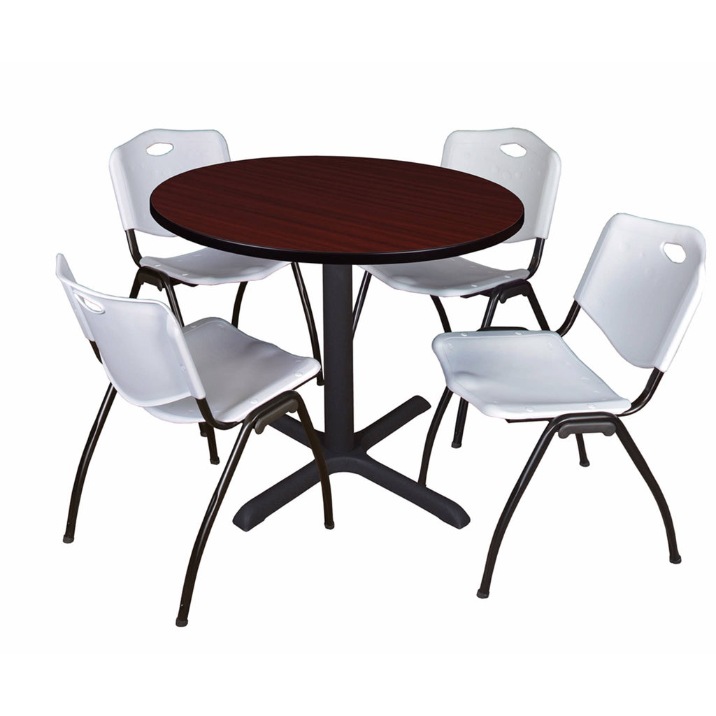 42x22 Round Breakroom Table & 4 Stack Chairs A182