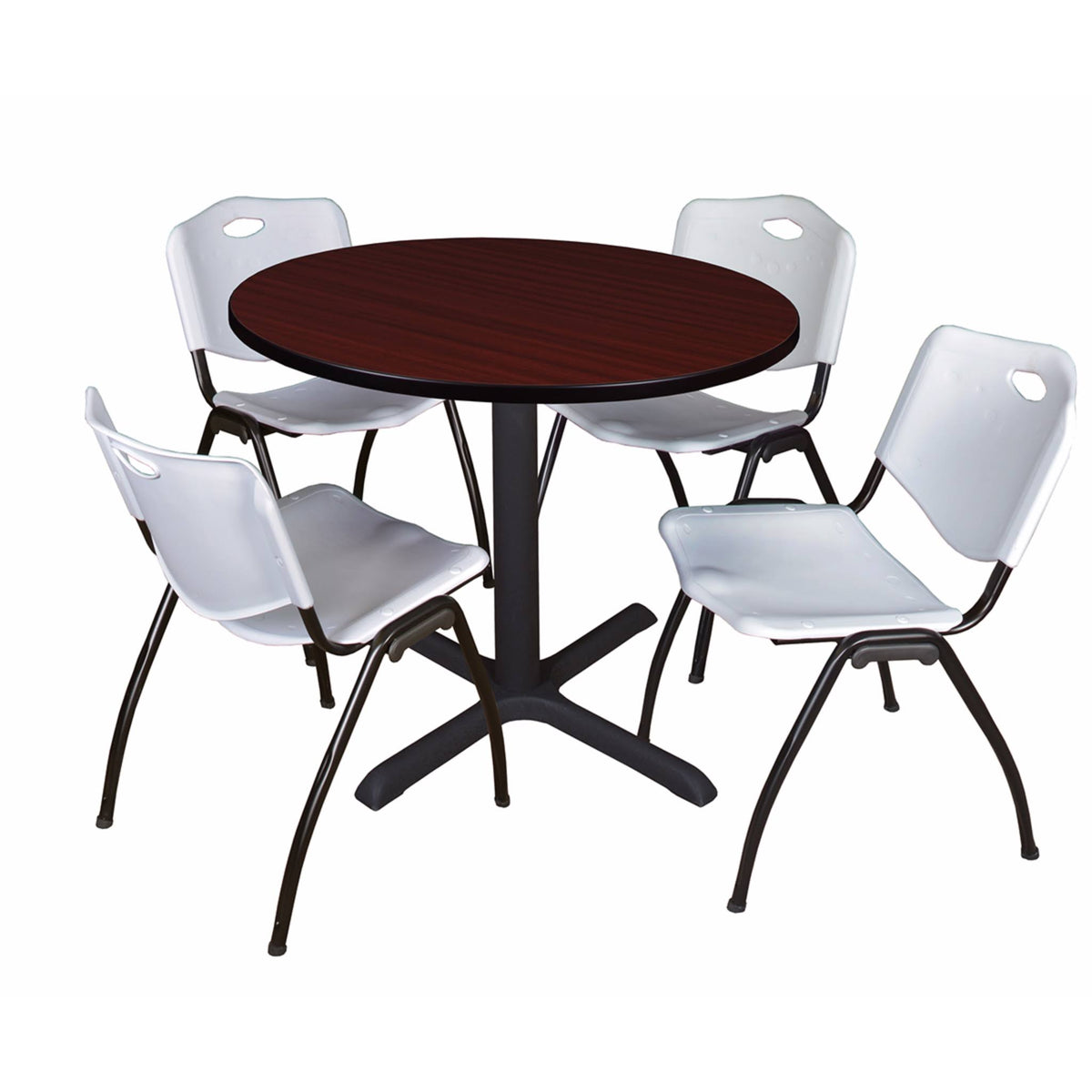 42x22 Round Breakroom Table & 4 Stack Chairs A182