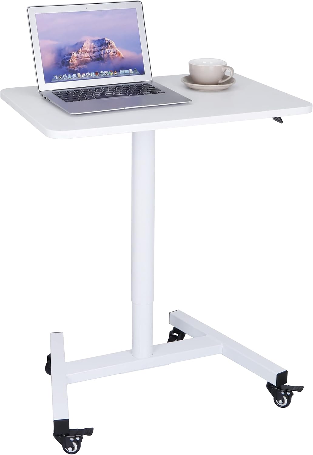 28 Inch Pneumatic Height Adjustable Rolling Standing Desk Cart Black R3210