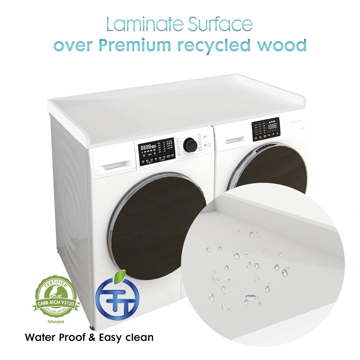 Washer Dryer Countertop with Edge Rails, 27.5 x 54 C450