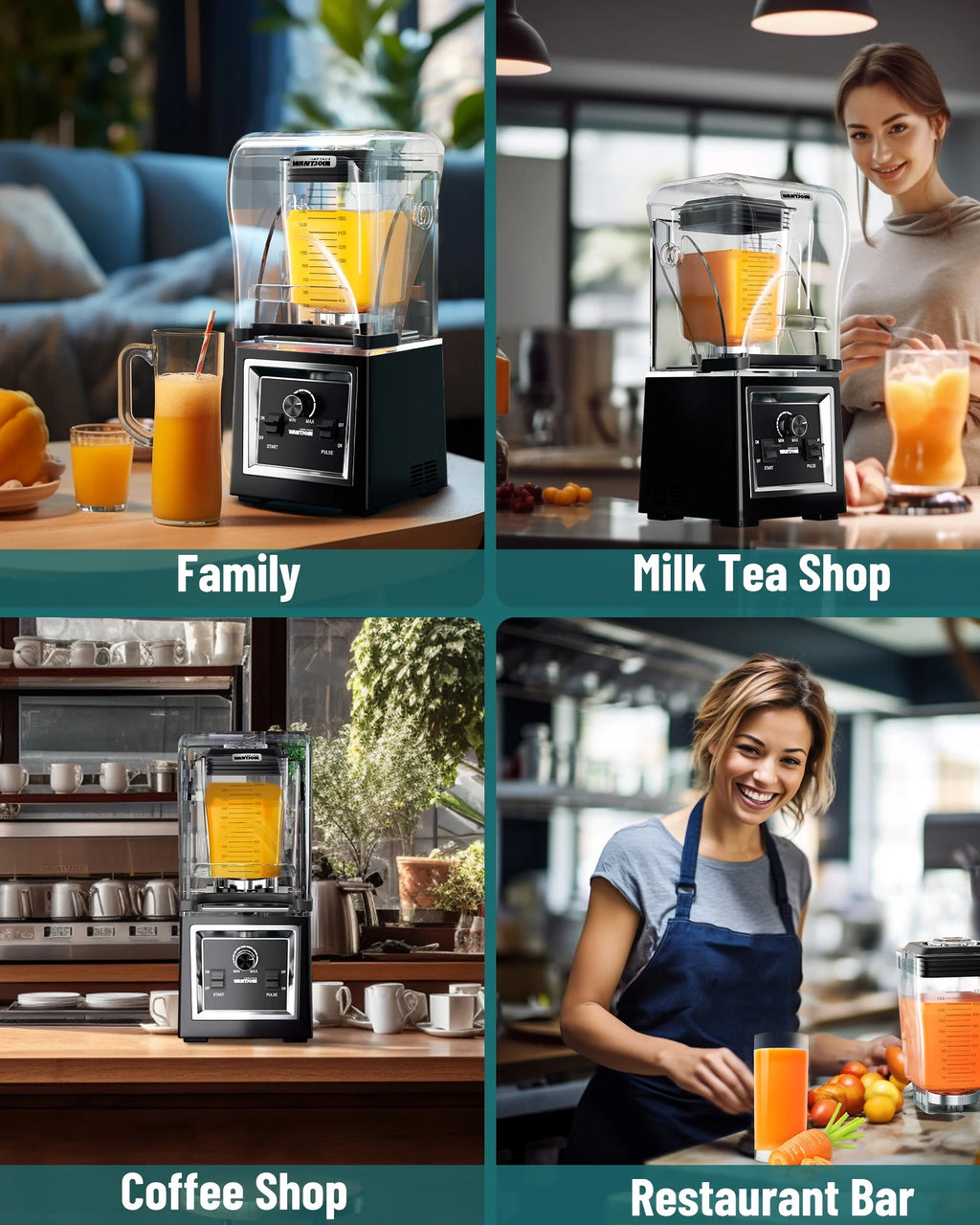 2000W 67 Oz Soundproof Quiet Commercial Blender C93773