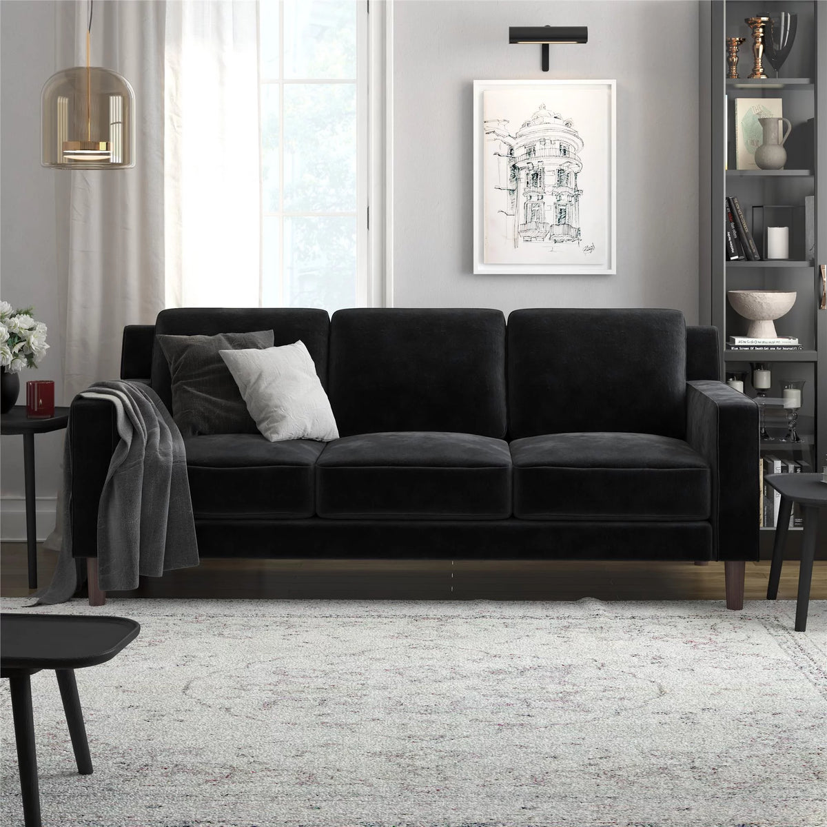Green Velvet 3 Seater Sofa S957726