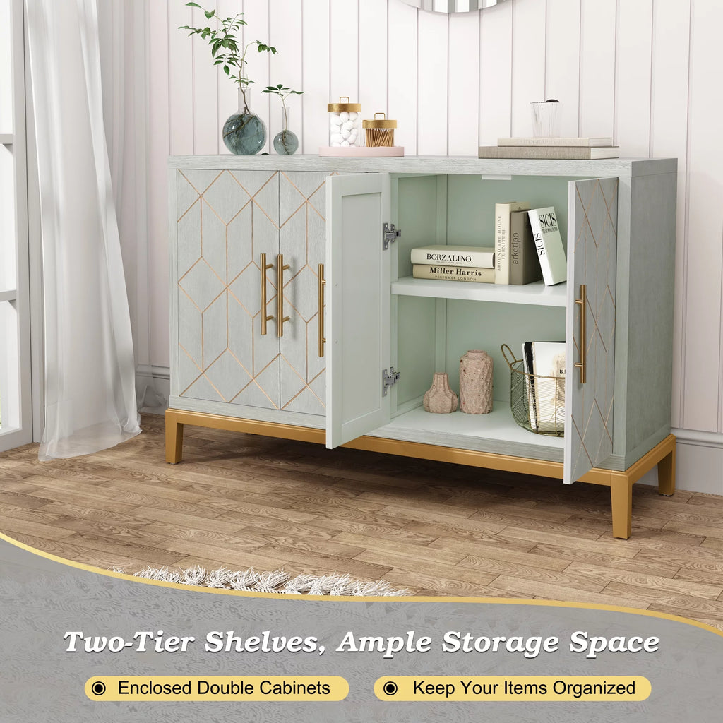 Green Accent Cabinet with Gold Trim X622129