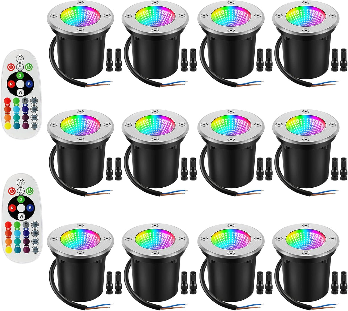 12 Pack RGBW Low Voltage Landscape Lights IP67 Waterproof U753898