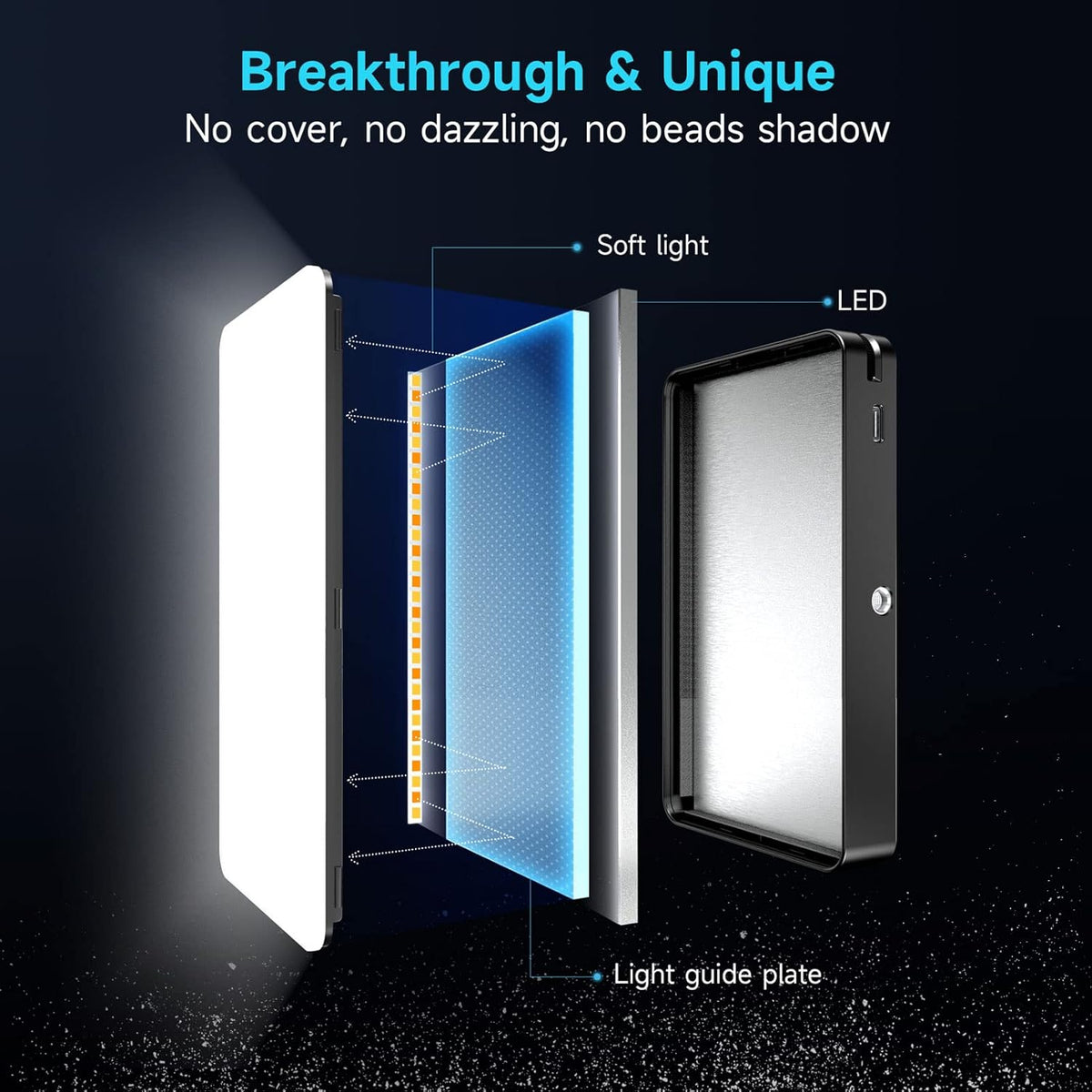 4000mAh Video Conference Lighting with Clip, Stepless Dimming, 3 Modes W561