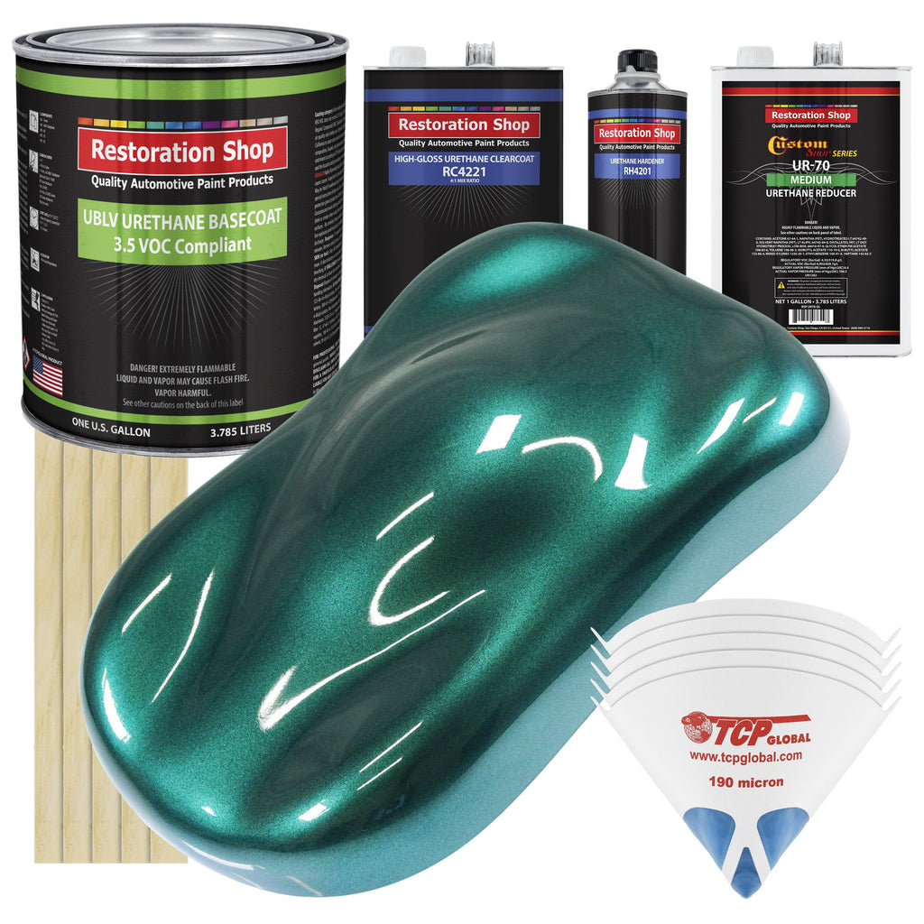 Dark Teal Metallic Low VOC Urethane Basecoat/Clearcoat Car Auto Paint Medium Gallon Kit X6094