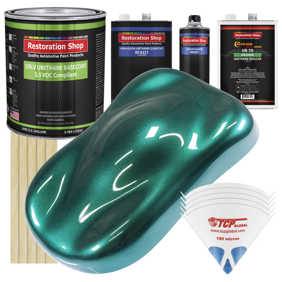 Dark Teal Metallic Low VOC Urethane Basecoat/Clearcoat Car Auto Paint Medium Gallon Kit X6094