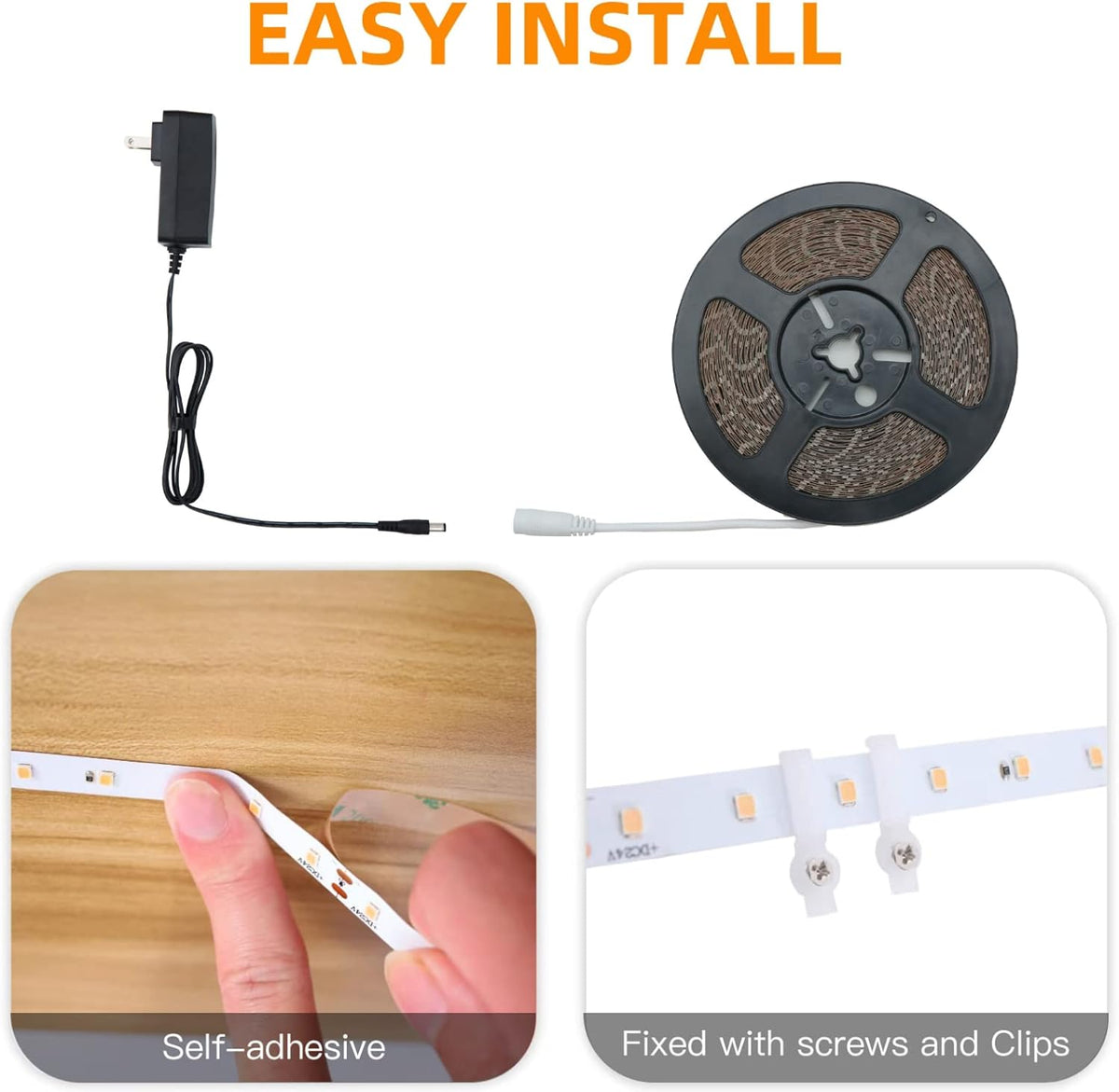 Warm White Indoor LED Strip Lights 52.5Ft Non-Waterproof 2700K Z83892