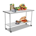 Stainless Steel Work Table 36 x 24 Inches with Caster Backsplash and Adjustable Undershelf A563706