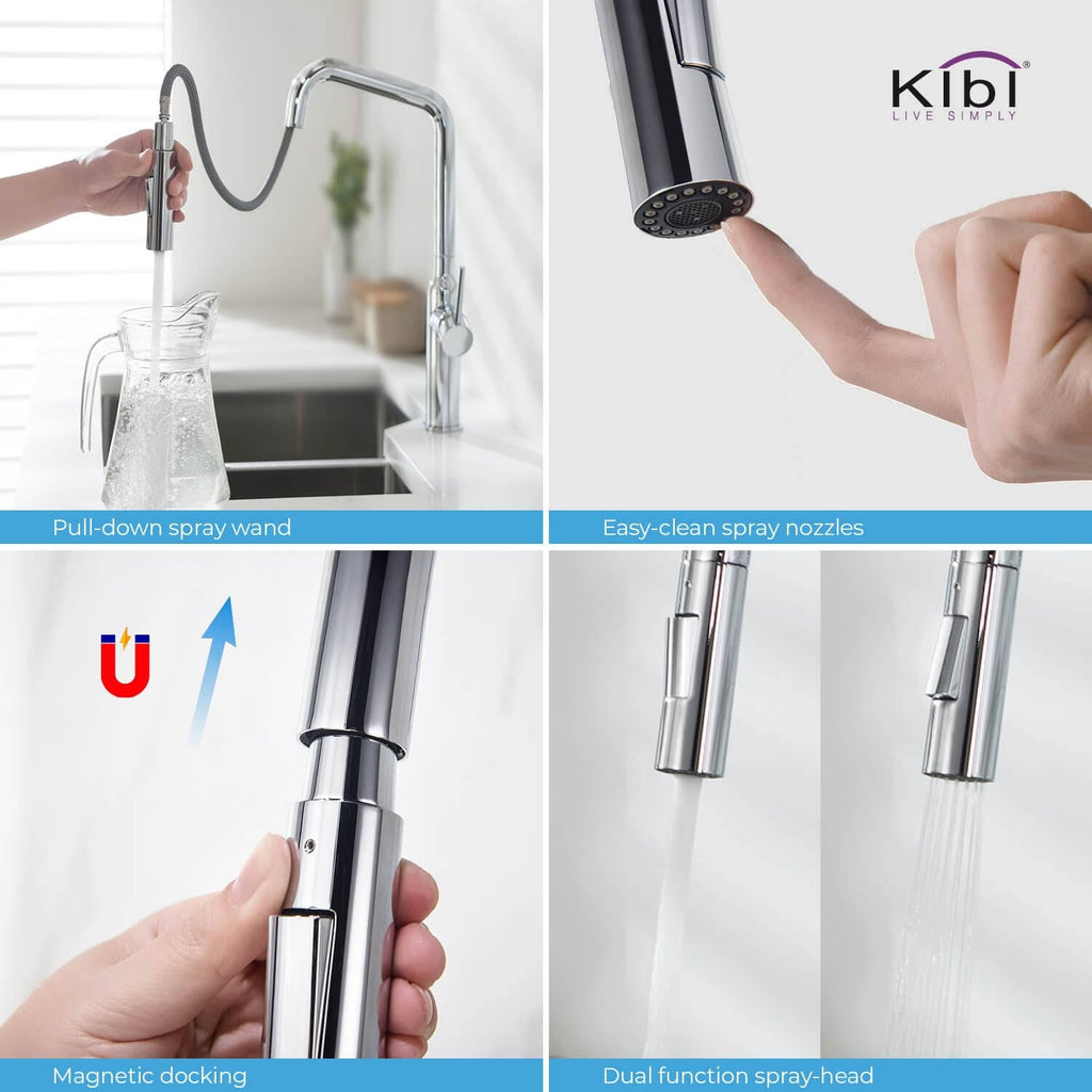 Brass Pull Out Kitchen Faucet with Sprayer Matte Black B127