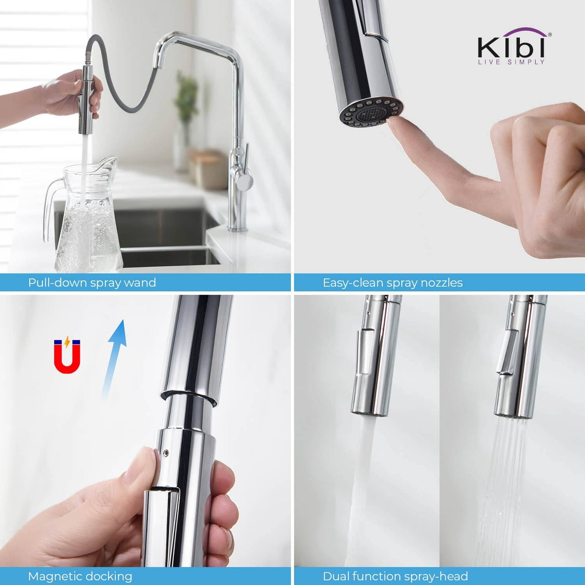 Brass Pull Out Kitchen Faucet with Sprayer Matte Black B127