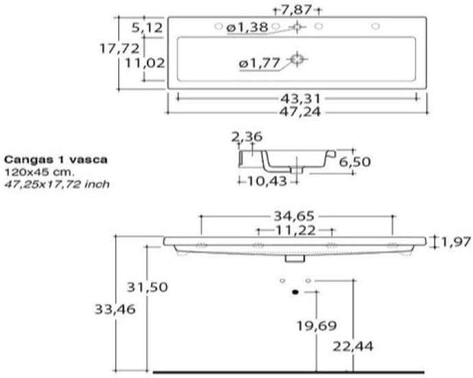 White Rectangular Ceramic Wall Mounted Sink Z182