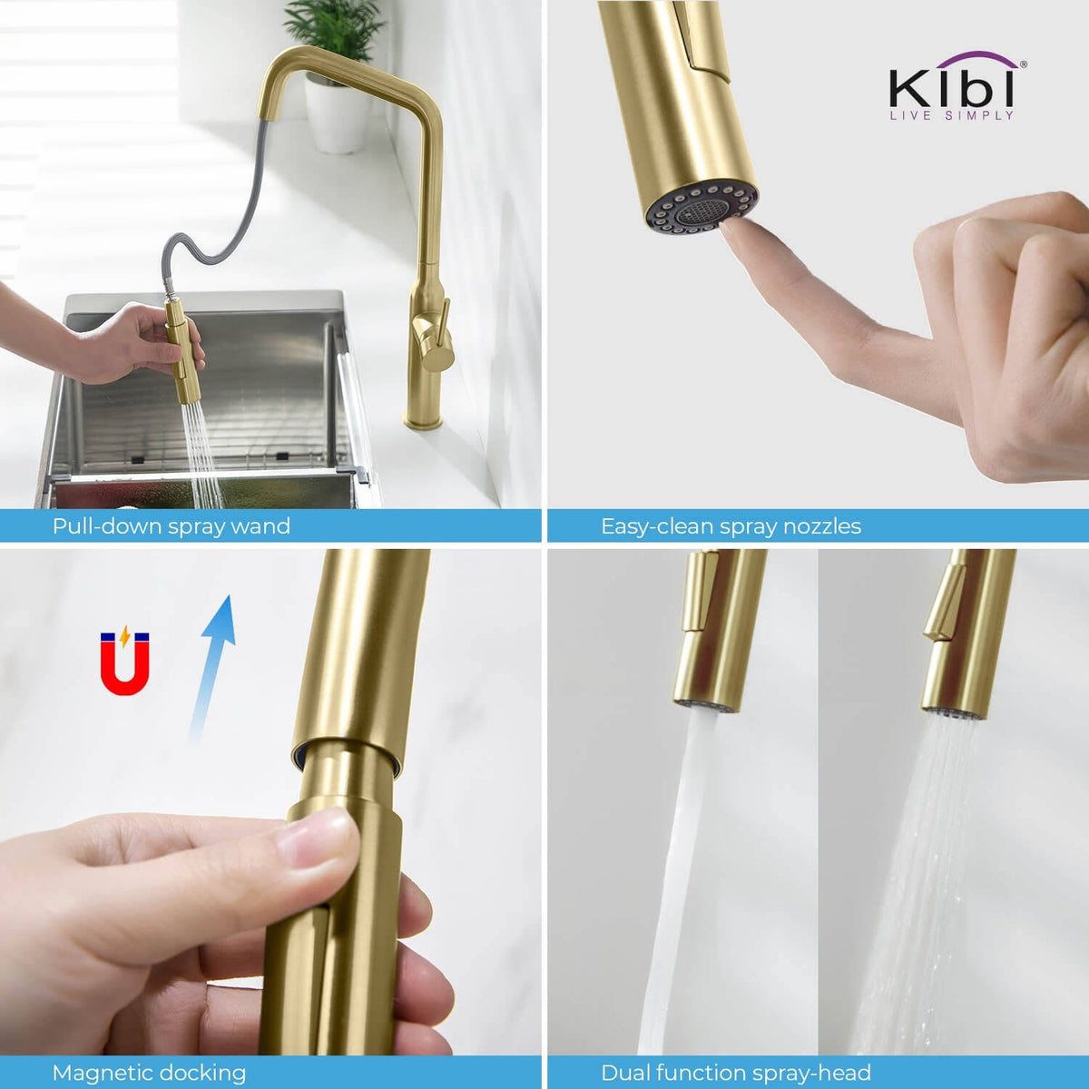 Brass Pull Out Kitchen Faucet with Sprayer Matte Black B127