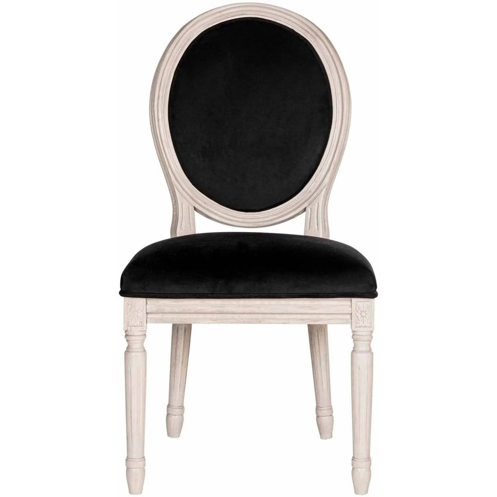Rustic Grey Black Velvet Oval Side Chair Set of 2 V562