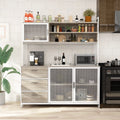 59"W 68.5"H Oak Kitchen Pantry Storage Cabinet with Hutch L748879