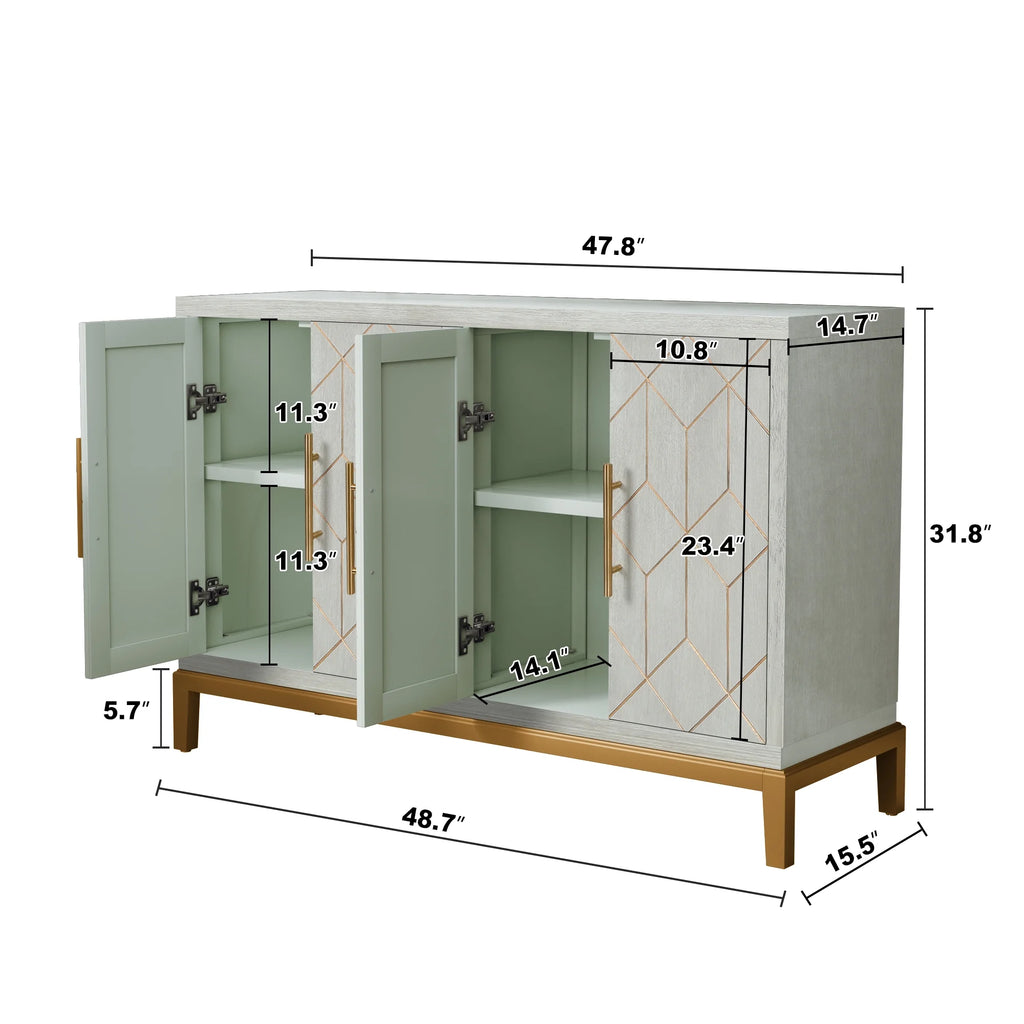 Green Accent Cabinet with Gold Trim X622129