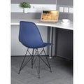 Navy Blue Armless Plastic Shell Dining Chair with Metal Legs B258170