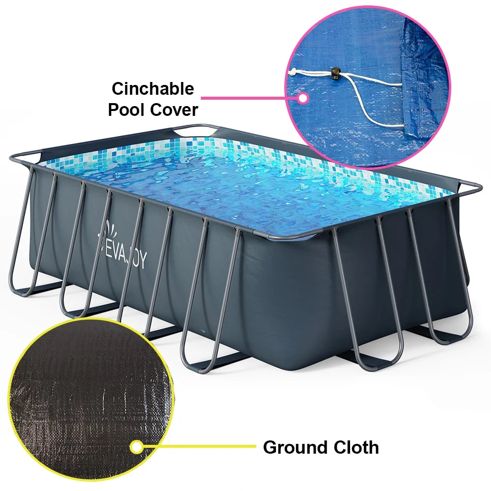 14' x 7' x 48" Rectangle Metal Frame Above Ground Swimming Pool C96608