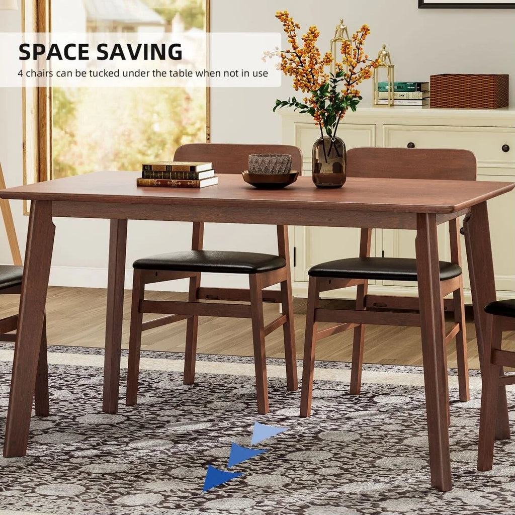Solid RubberWood 5 Pieces Dining Table Set Q44685
