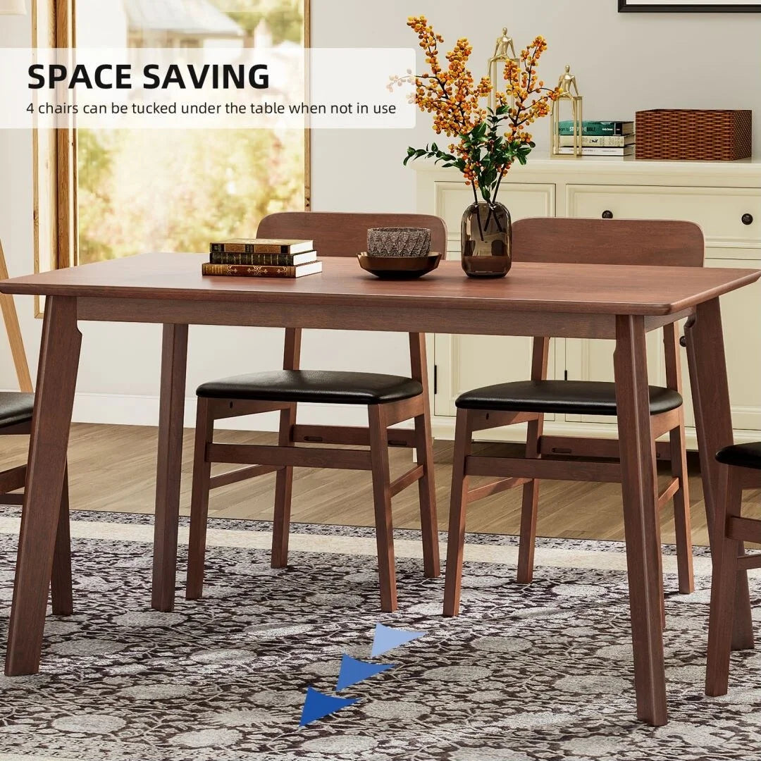 Solid RubberWood 5 Pieces Dining Table Set Q44685