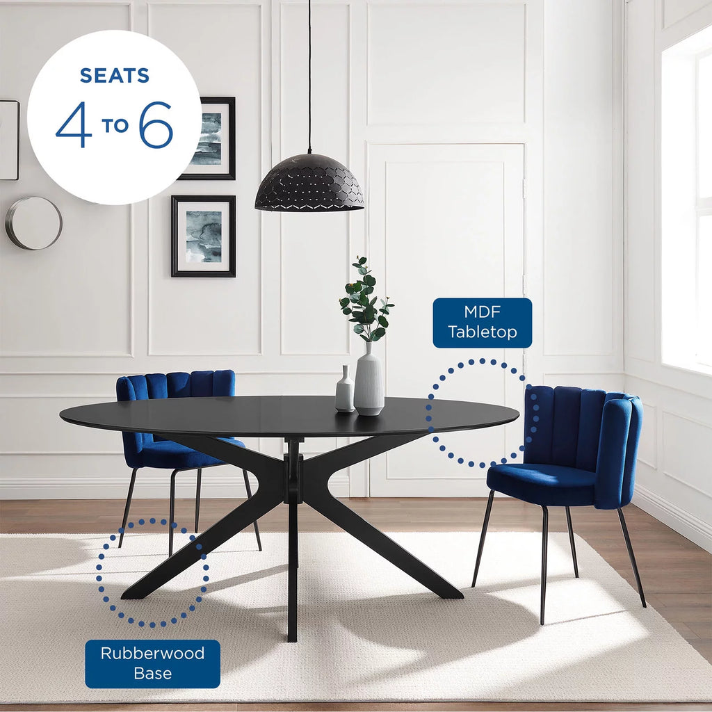 Black Oval Wood Dining Table Q165