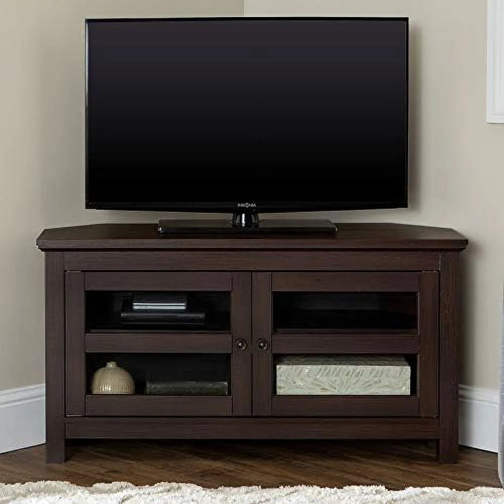 Espresso Brown Wood Corner TV Stand H62441