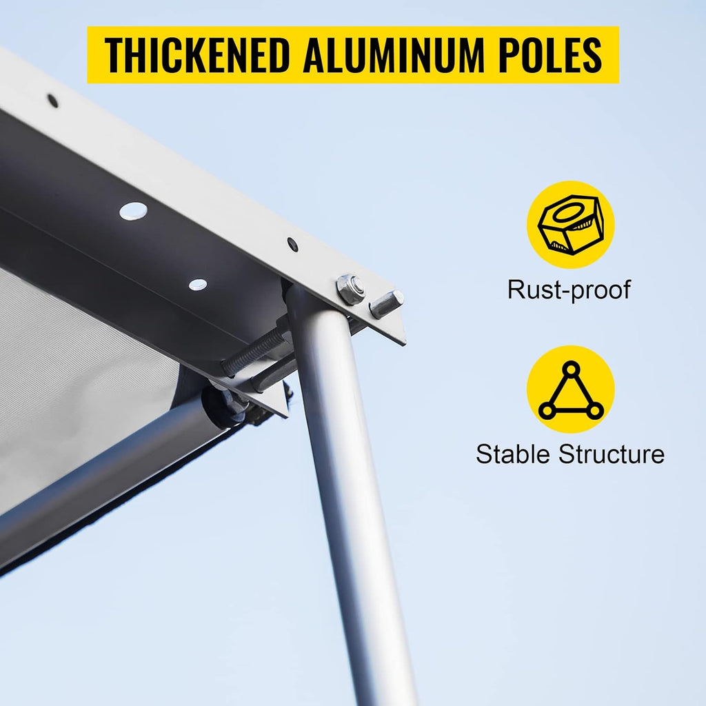Car Side Awning, 7.6'x8.2', Retractable Waterproof UV50+ with Carry Bag, Grey T743852