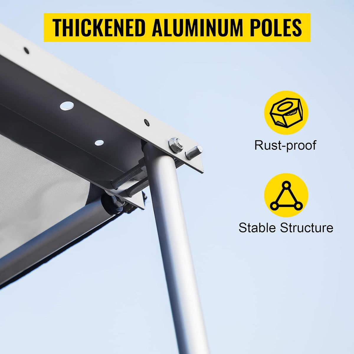 Car Side Awning, 7.6'x8.2', Retractable Waterproof UV50+ with Carry Bag, Grey T743852