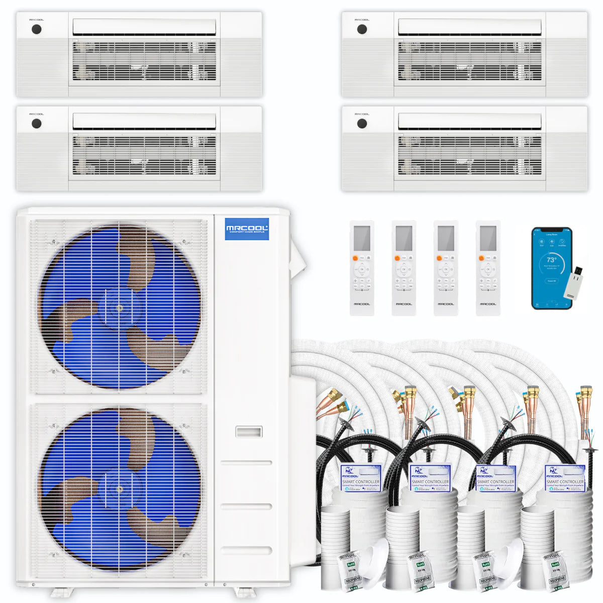 48,000 BTU 4 Zone Ceiling Cassette Ductless Air Conditioner and Heat Pump T178105