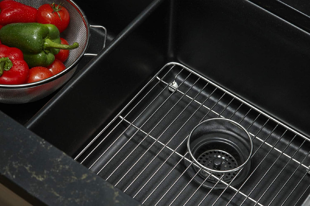 Undermount Double Equal Sink with Rack, Matte Black K935000