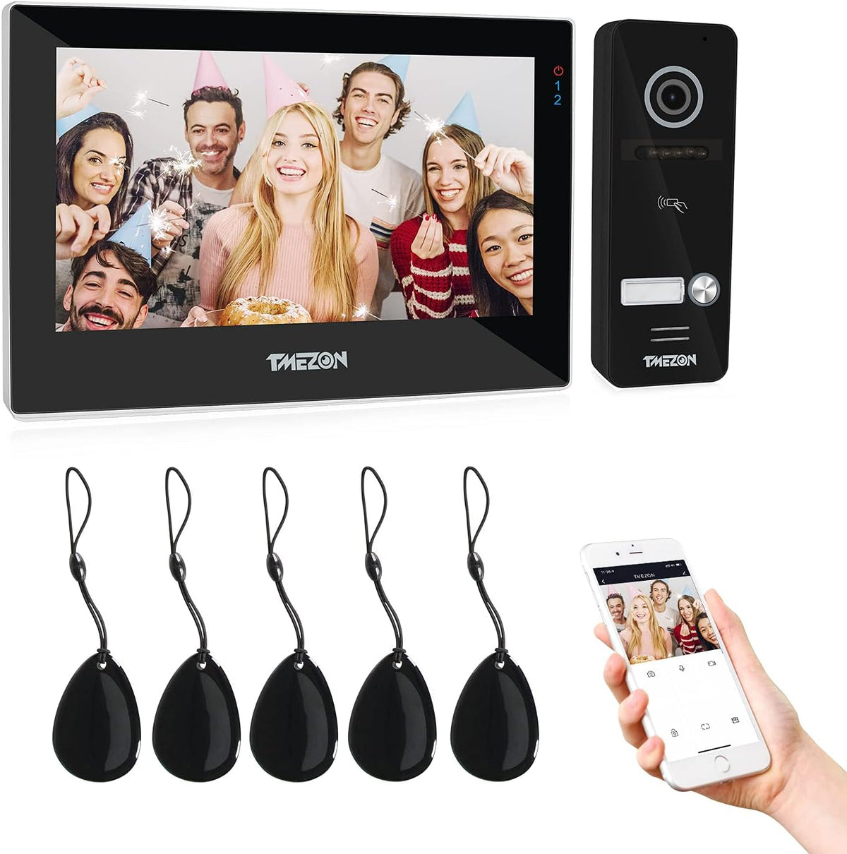 Wireless Intercom System Video Doorphone 7 Inch 2 Monitors Doorbell Camera N907