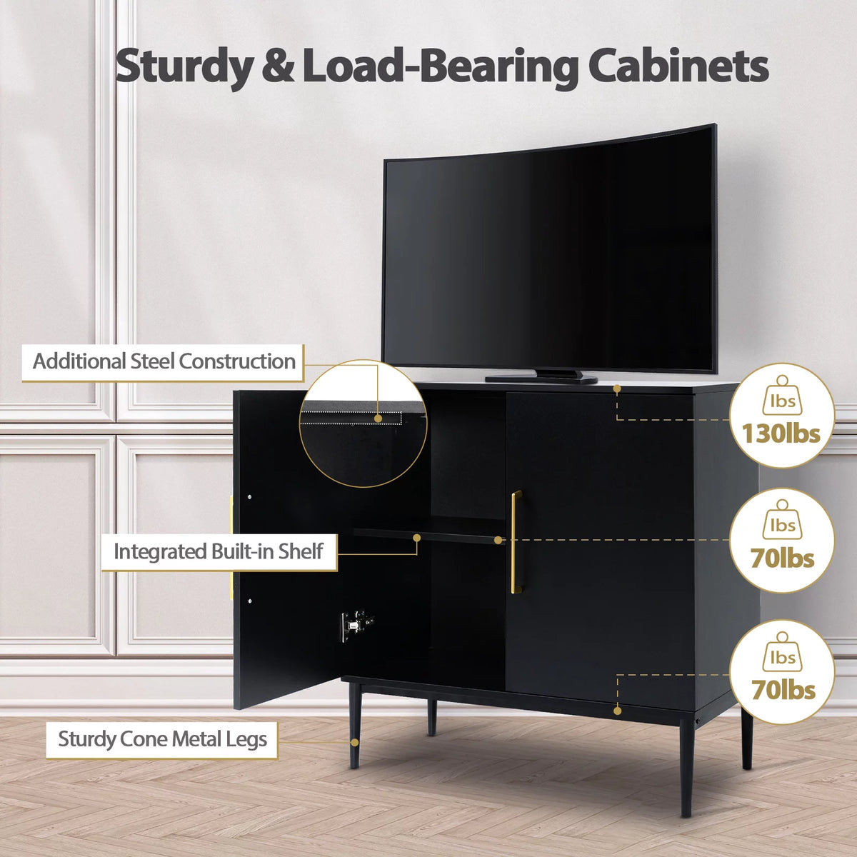 Set of 2 Black Storage Cabinet G50549