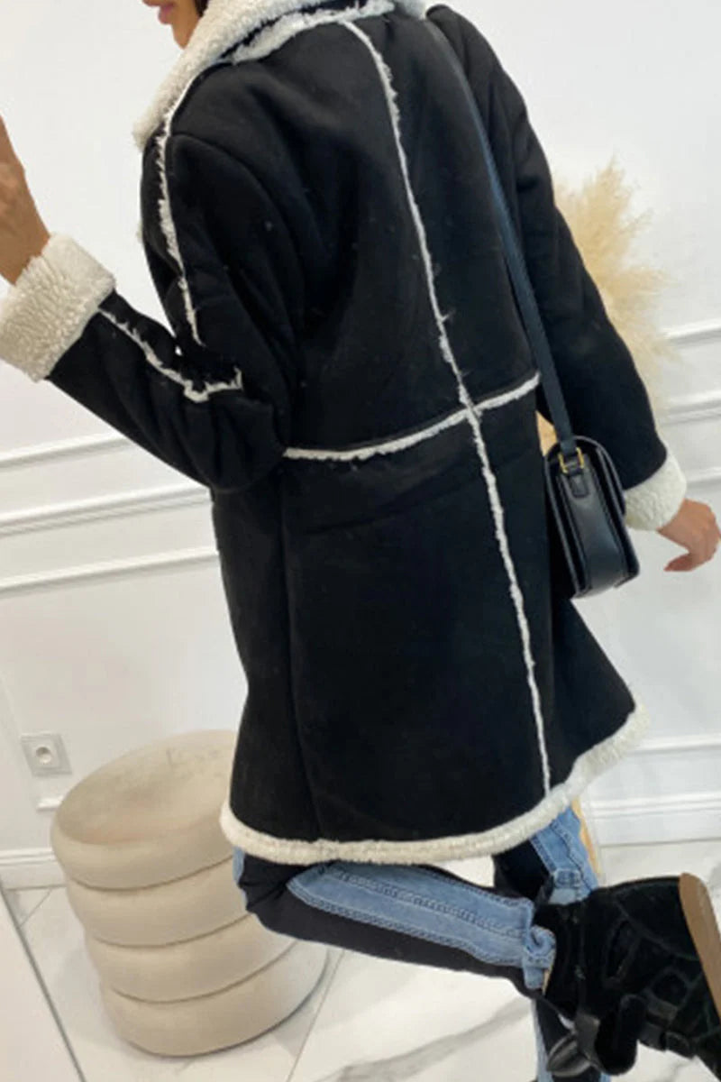 Solid Patchwork Pocket Half A Turtleneck Outerwear B595272