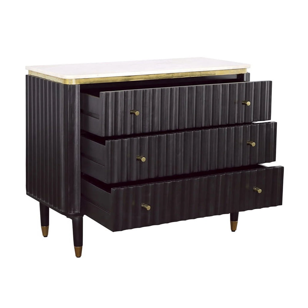 Black and Gold 3-Drawer Wood Chest W75310