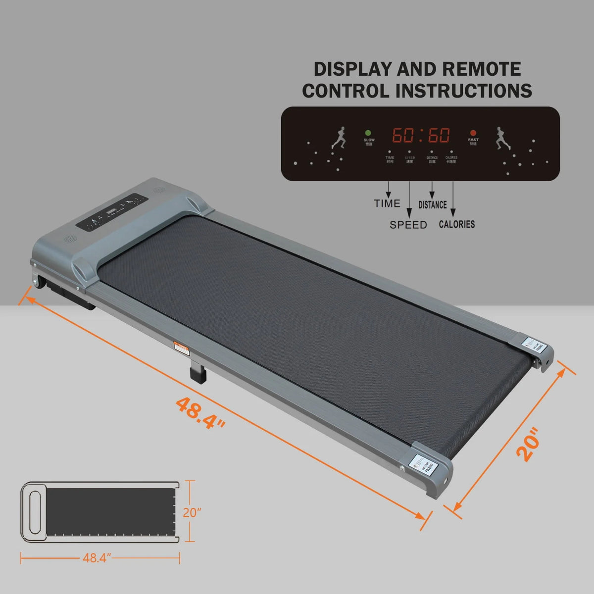 Lightweight Portable Running Machine with Remote Control LED Display F37328