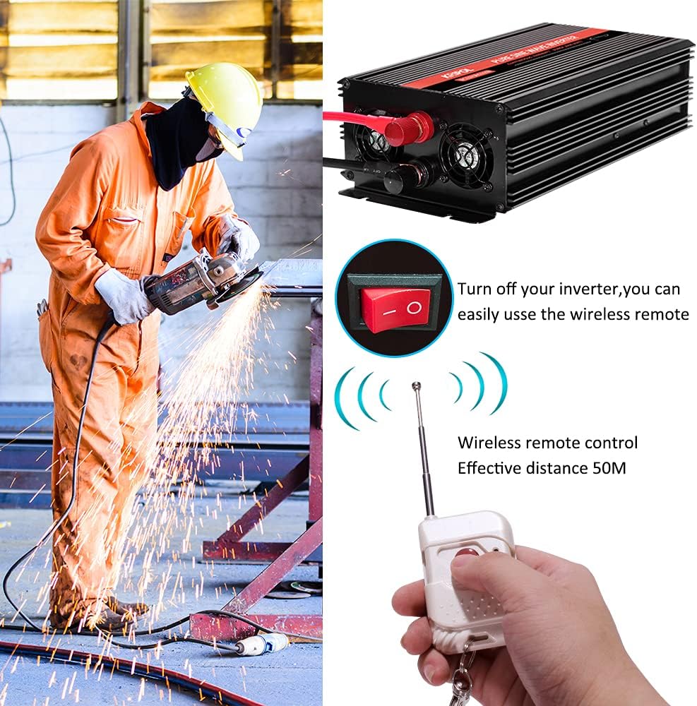2000 Watt Pure Sine Wave Inverter 12V DC to 110v/120v AC F7776