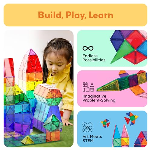 60 Piece Set Clear Magnetic 3D Building Tiles B155166