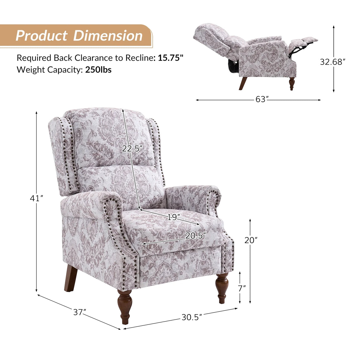 Set of 2 Upholstered Recliner Chairs J4429